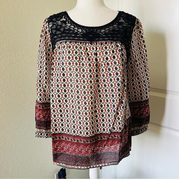 French Connection Lace Floral Peasant Blouse - Picture 1 of 8